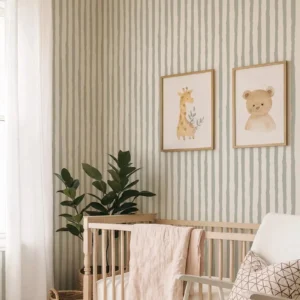 Irregular Sage Stripe Wallpaper