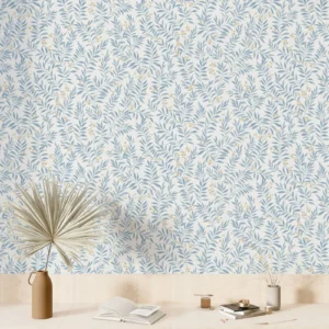 Blue Tropical Leaf Wallpaper