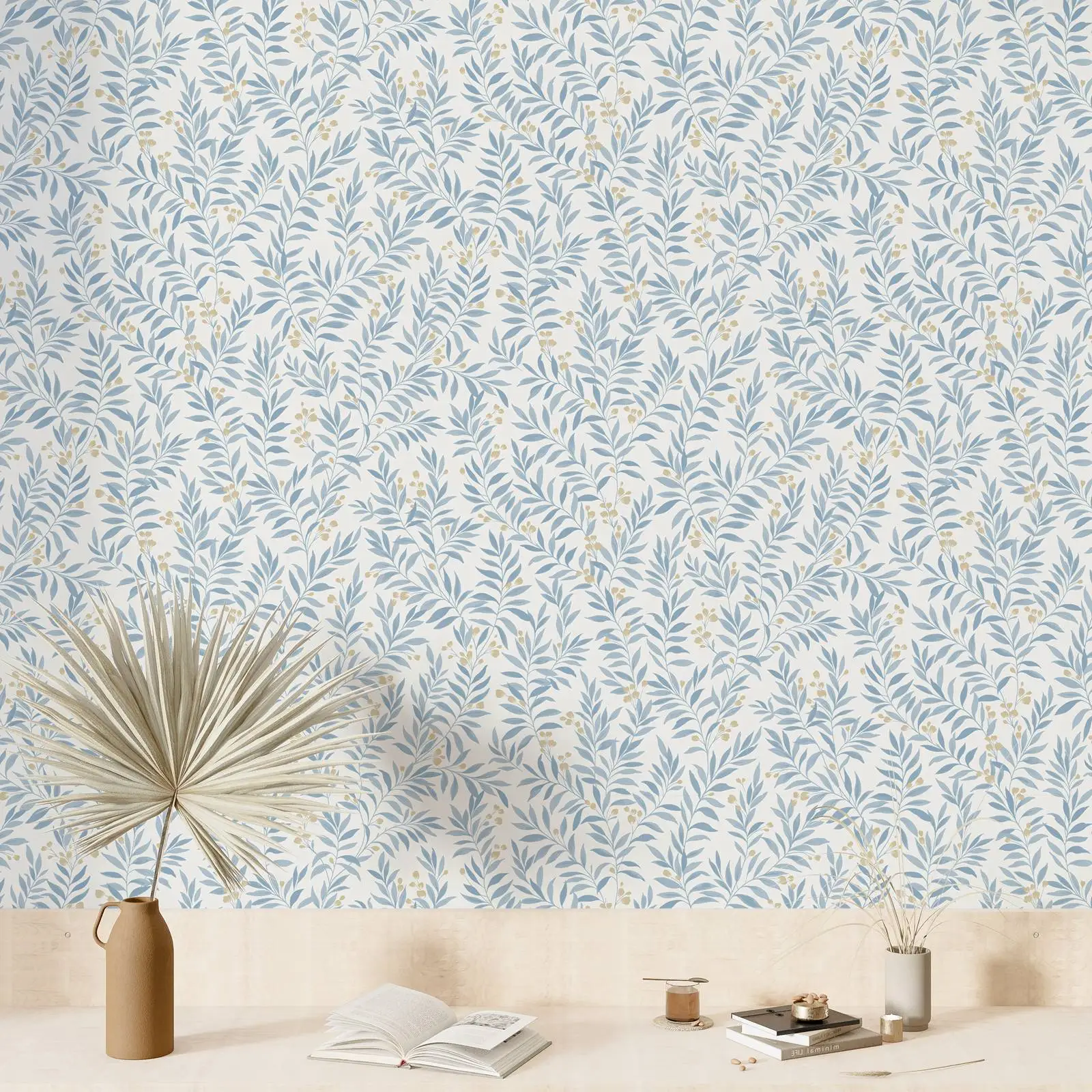 Blue Tropical Leaf Wallpaper