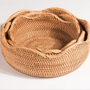 Scalloped Rattan Storage Basket