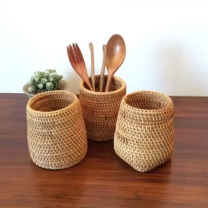 new handmade rattan storage box baskets organizer manual rattan chopsticks spoon dinner knive forks tableware holder storage box